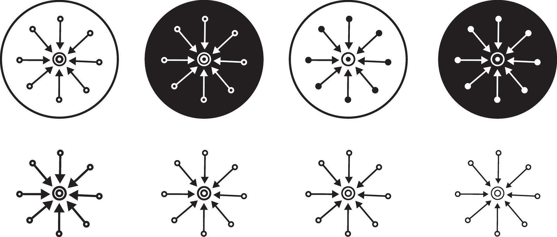 Centralized icon set. icon set outline illustration, vector