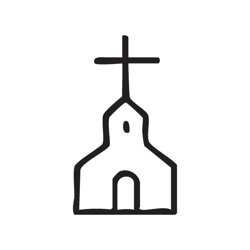 Cute Church line art vector