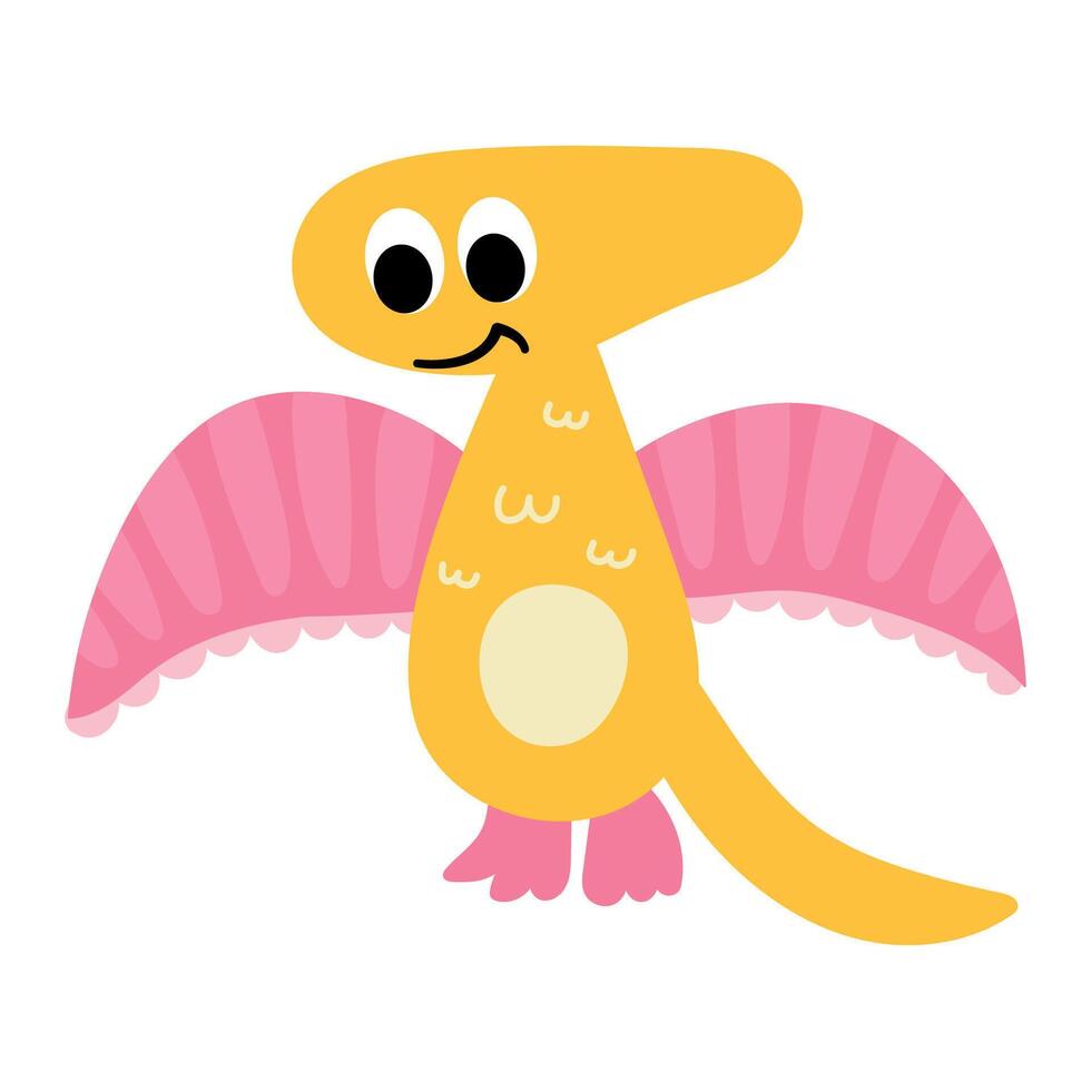 Yellow Pterodactyl with pink wings vector