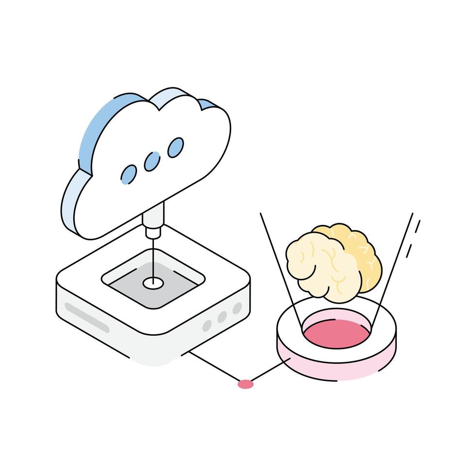 A modern isometric icon representing ai cloud platform vector