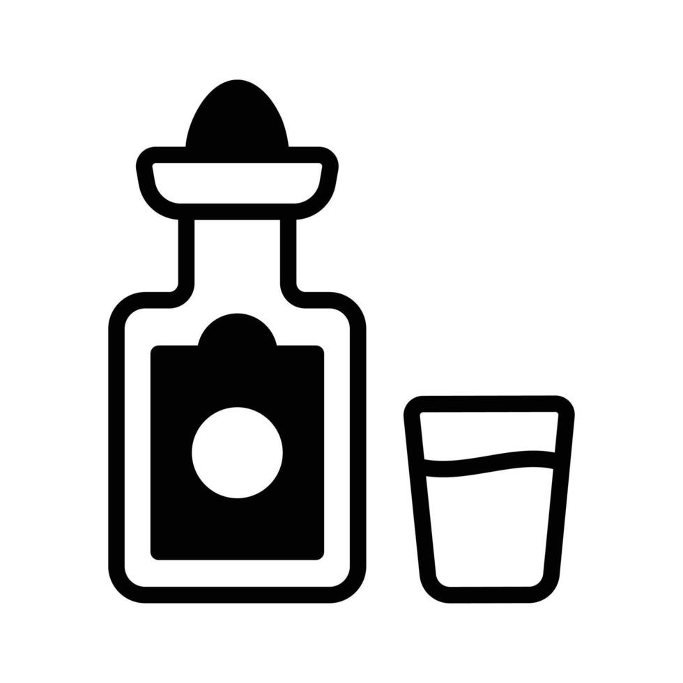 An glyph style icon of traditional tequila bottle. vector