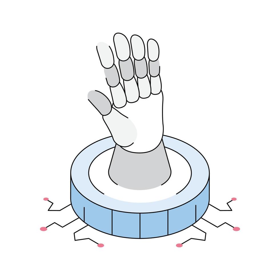A visually appealing isometric icon of robotic hand structure vector