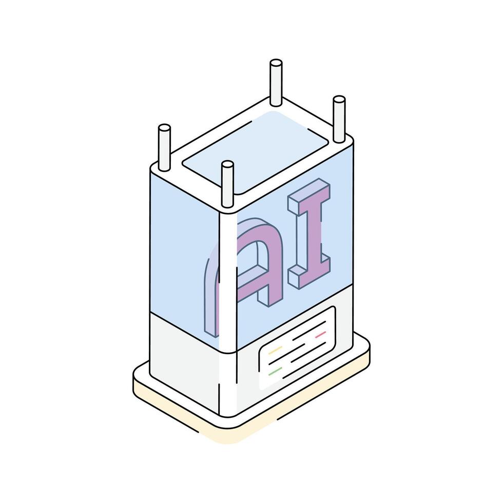 A well crafted isometric icon showing ai concept design vector