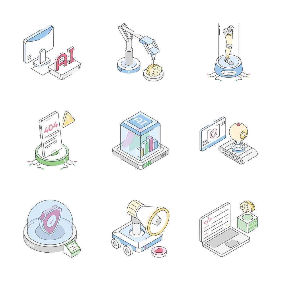 Latest Set of Smart Technology Isometric Icons vector