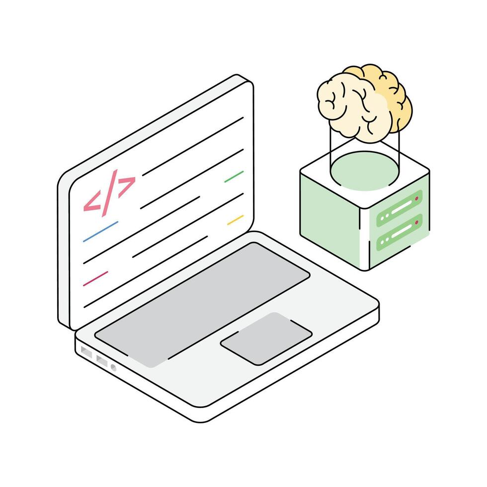 Grab this isometric icon showing coding software screen vector