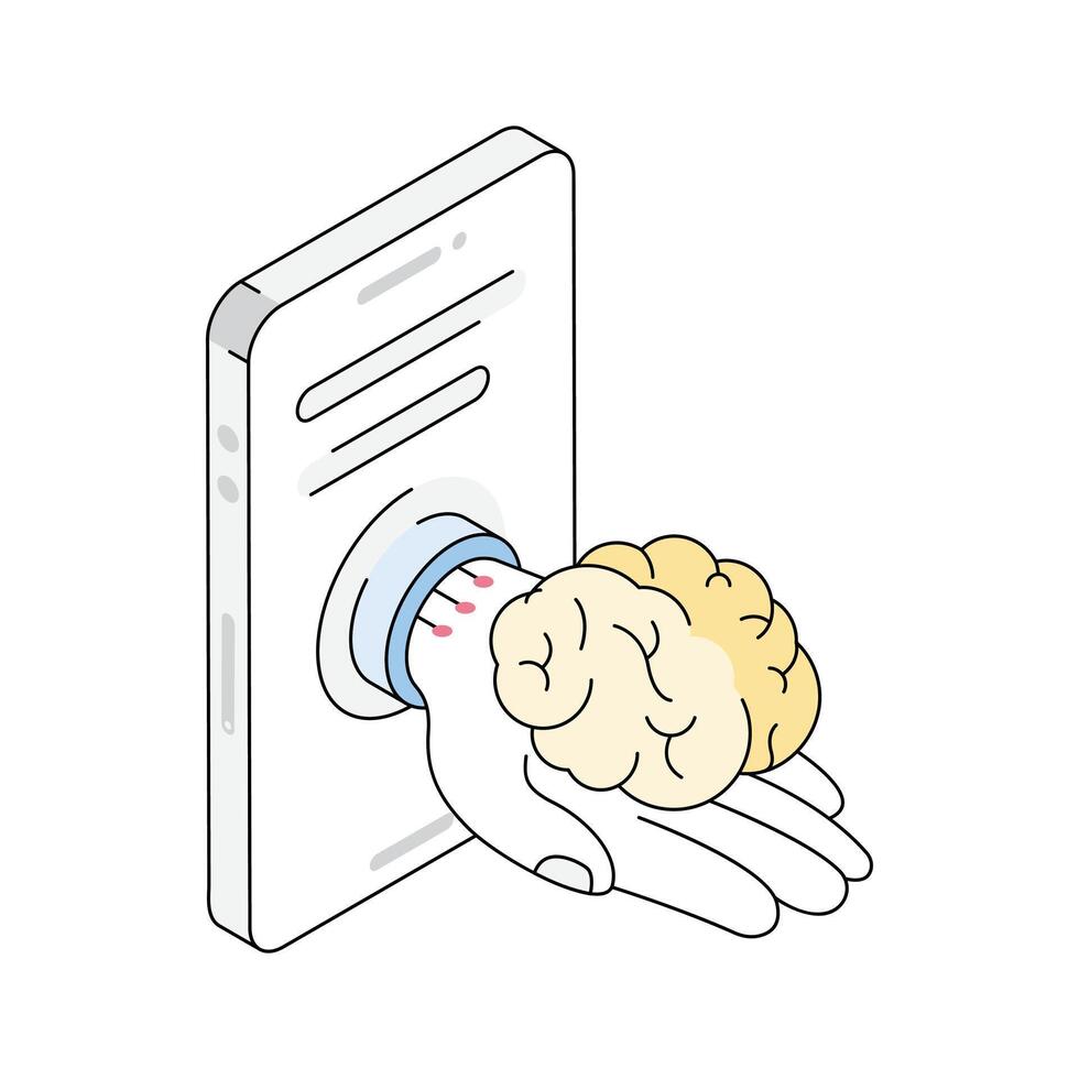 A visually appealing isometric icon of smart thinking idea vector