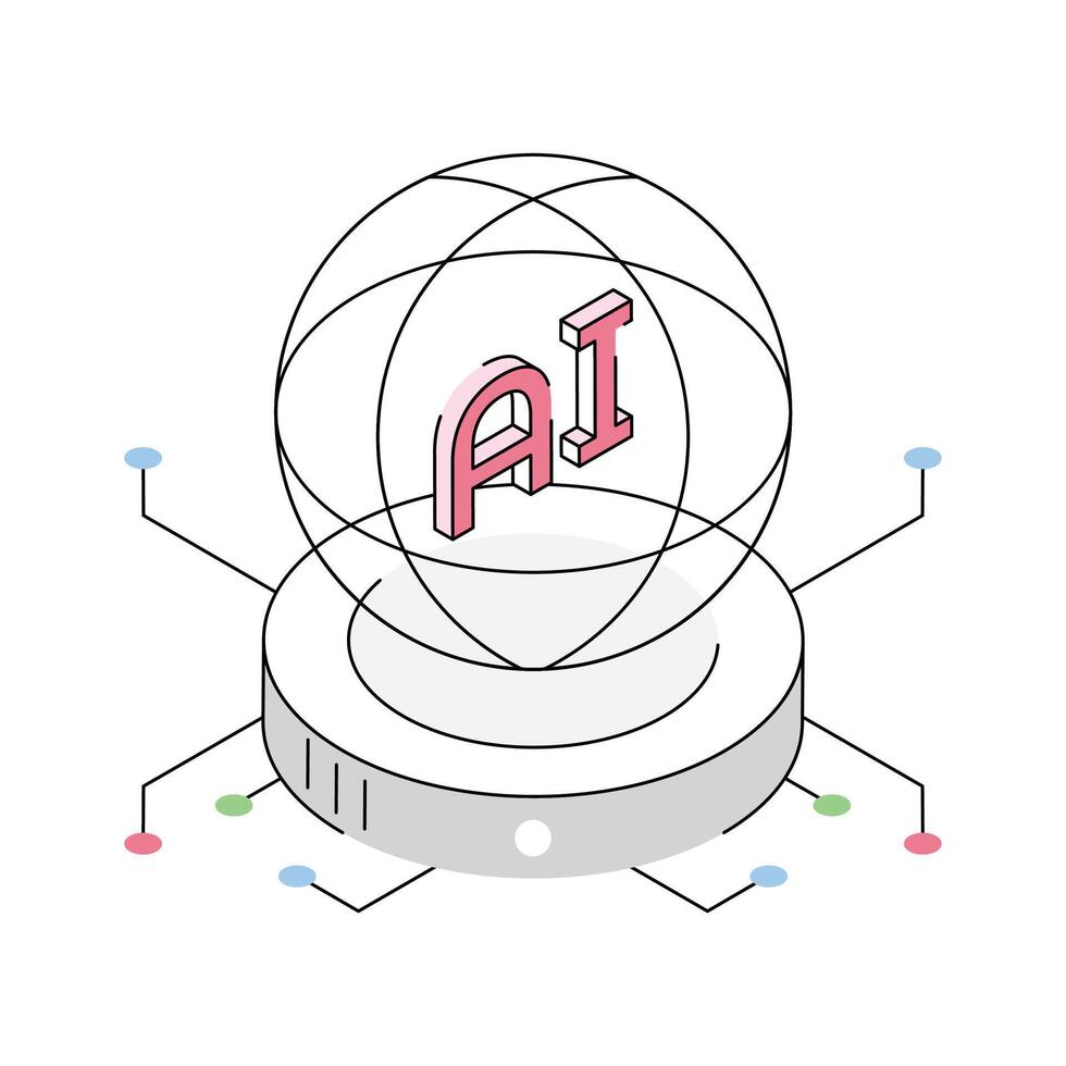 Well crafted isometric icon showing ai technology usage vector