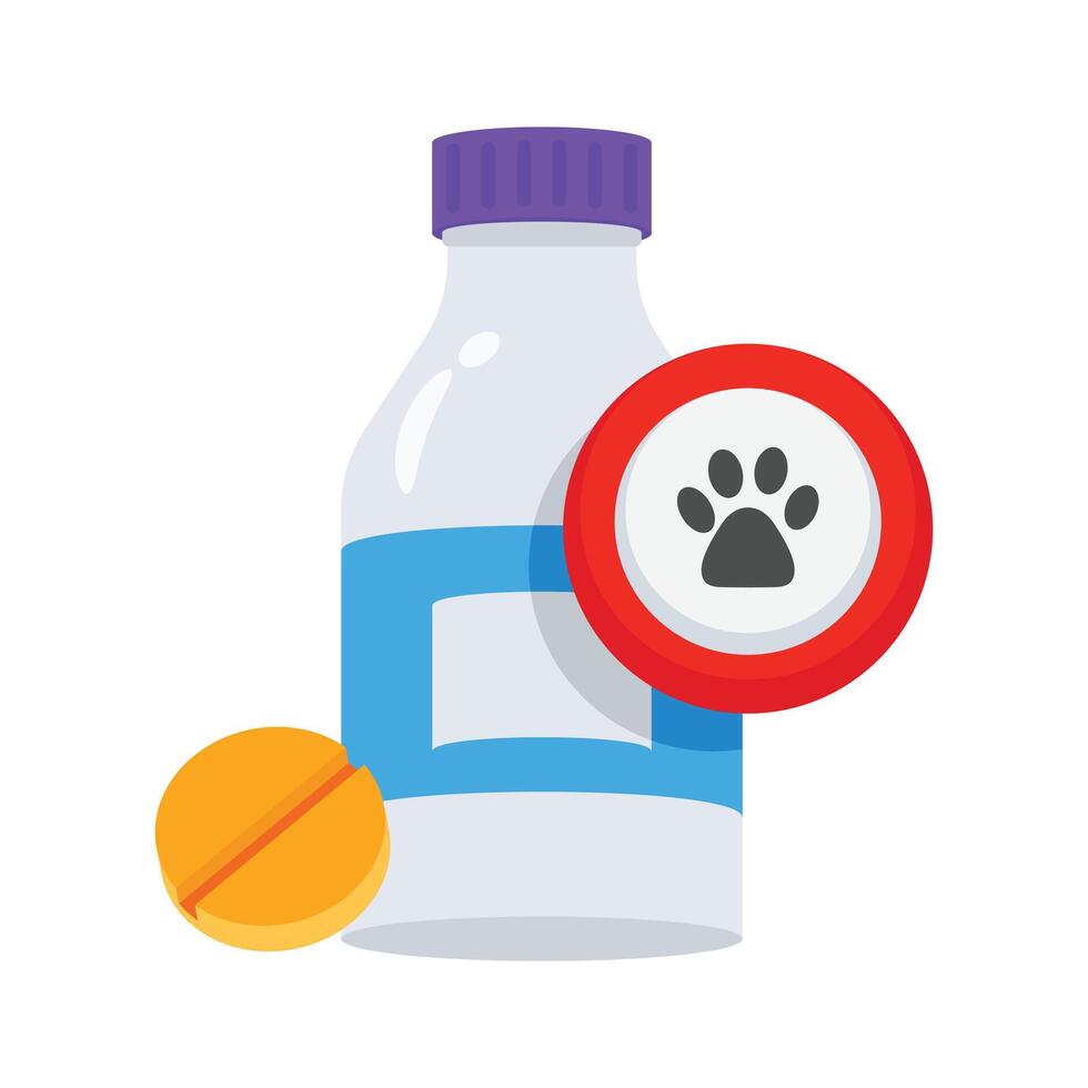 A 2d icon showing pet drug bottle, ready for premium use vector