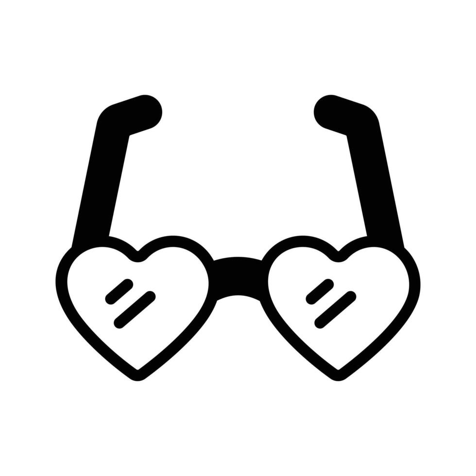 Premium glyph icon of heart glasses for fun. vector