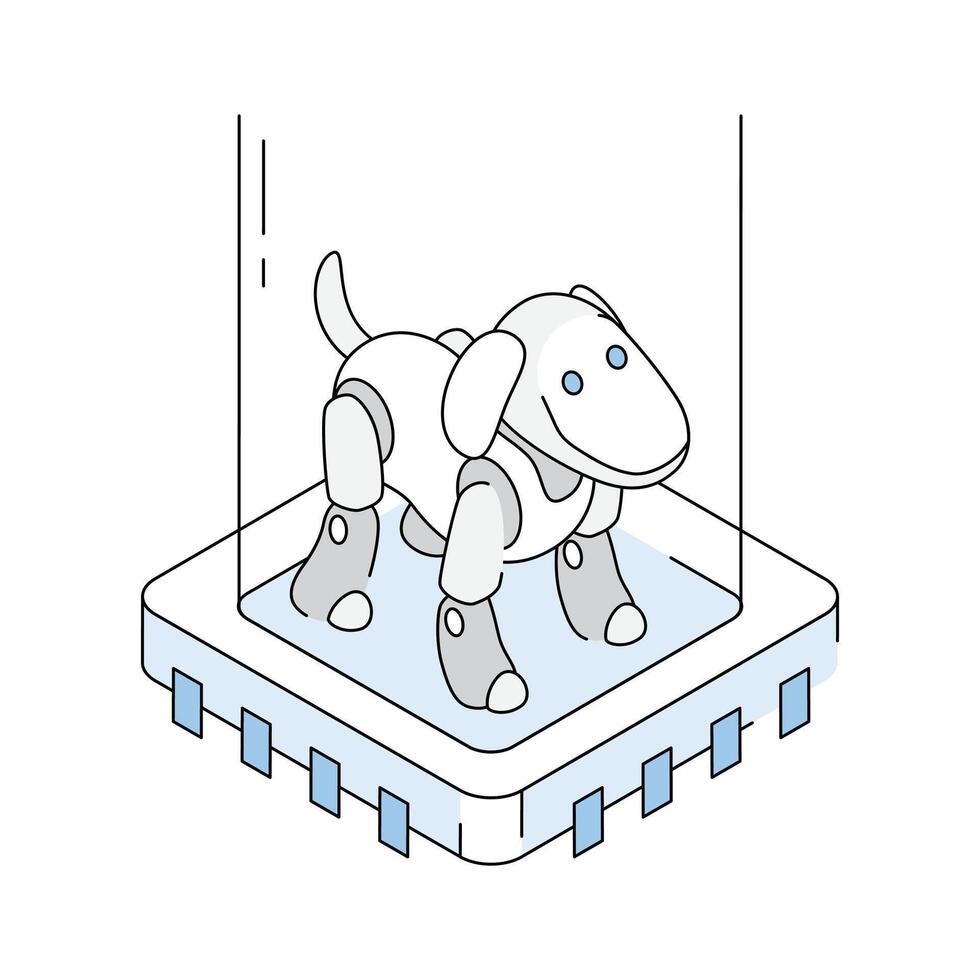 A trendy isometric icon of playful robot dog design vector