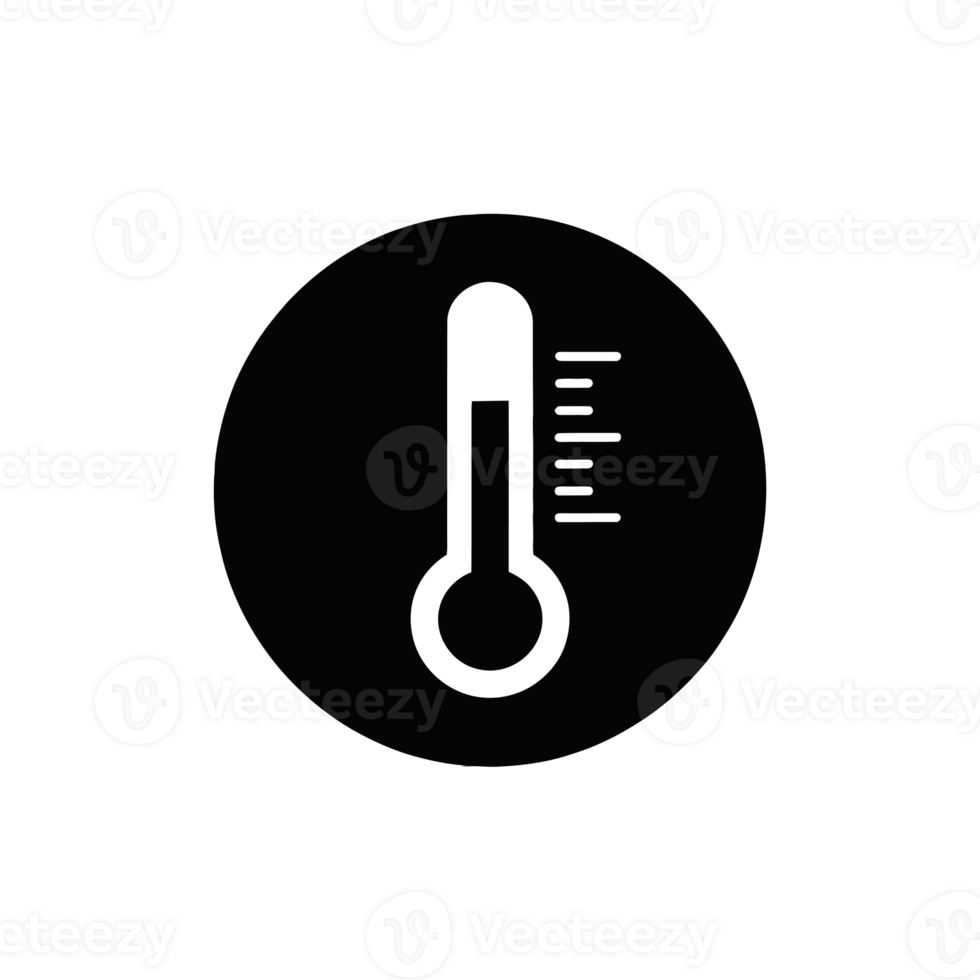 A black circle contains a white thermometer icon with measurement lines indicating temperature levels cutouts png