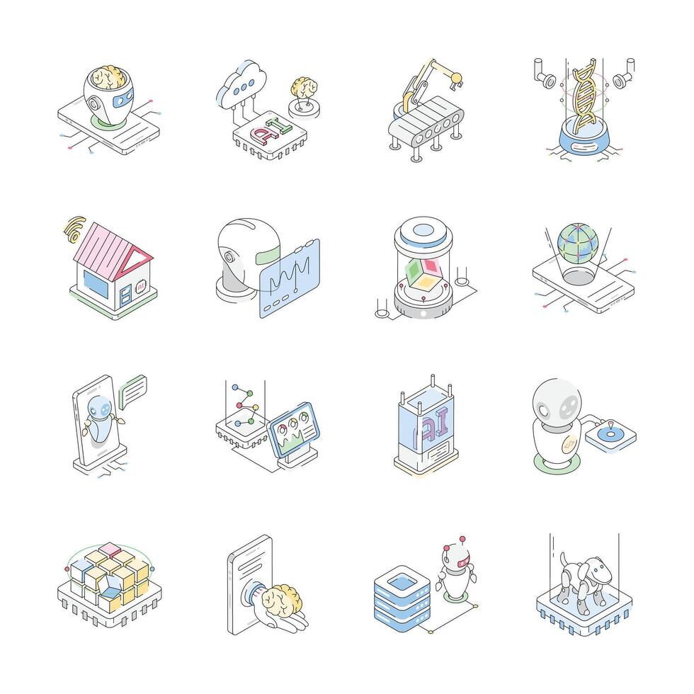 Handy Set of Futuristics Isometric Icons vector