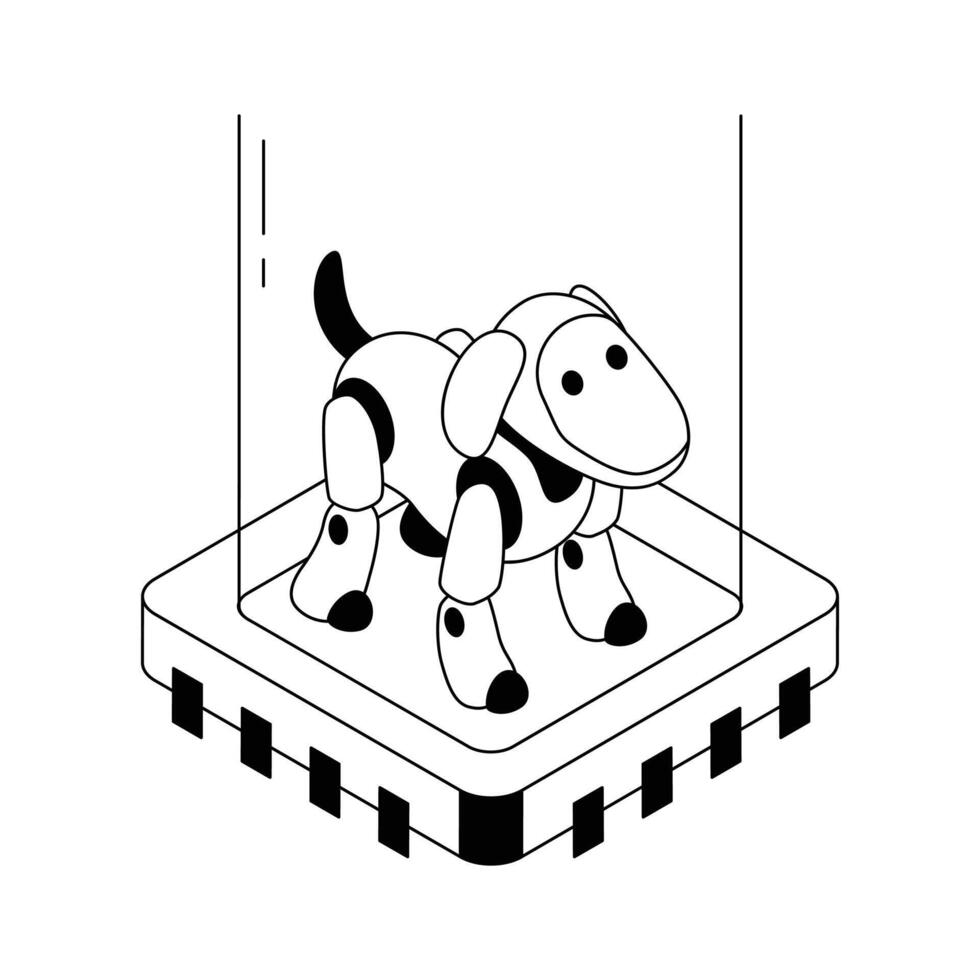 A trendy isometric icon of playful robot dog design. vector