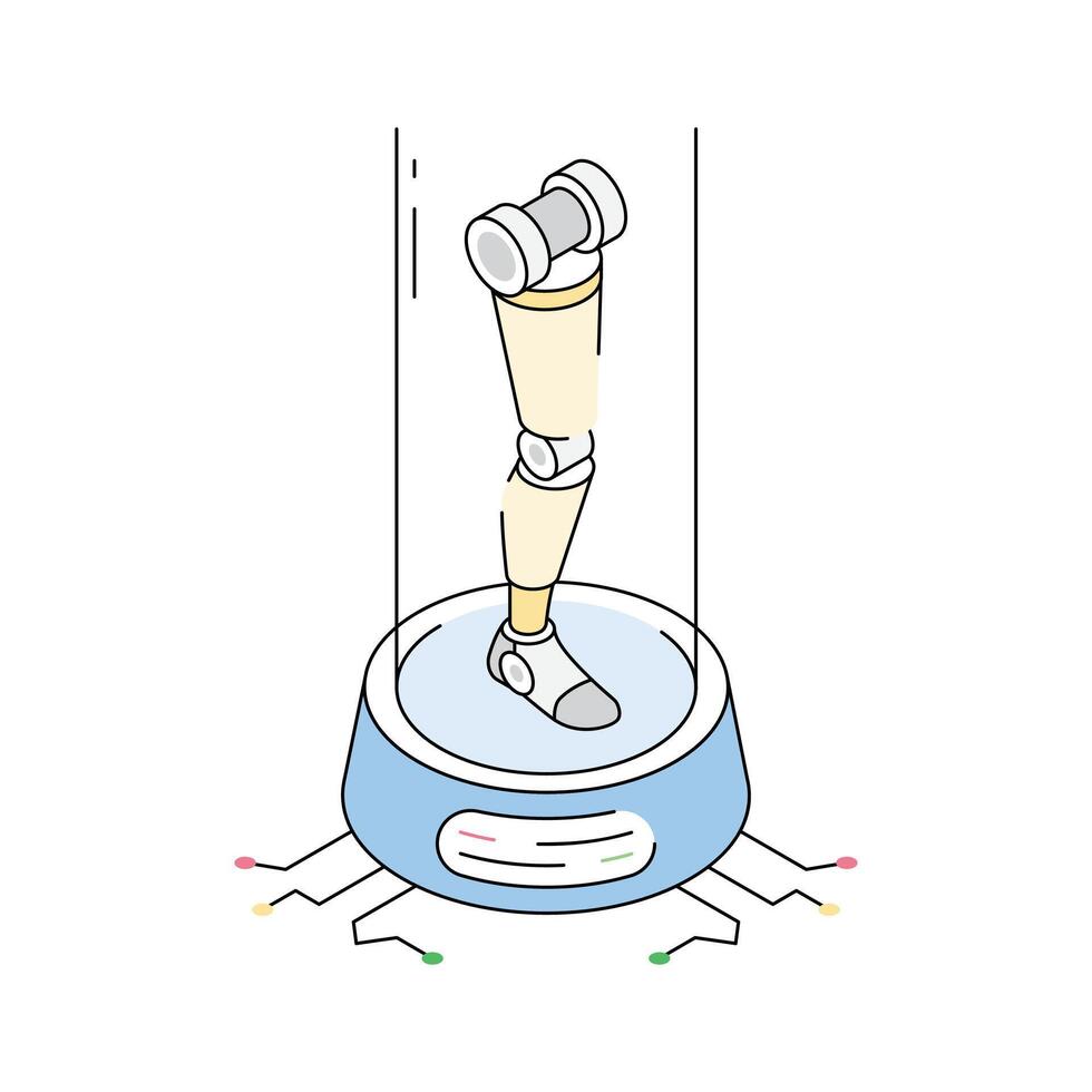 Well crafted isometric icon of prosthetic leg mechanism vector