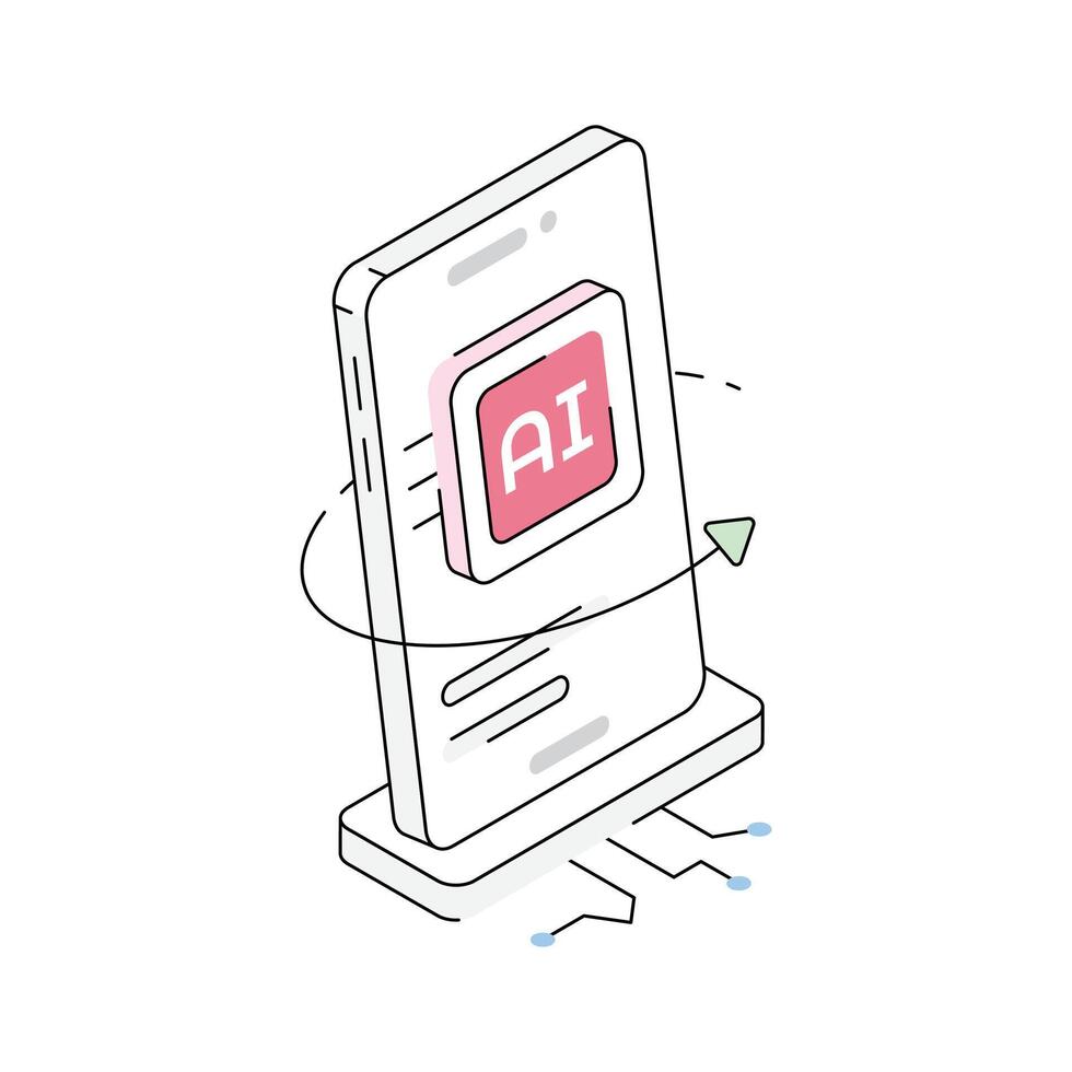A modern isometric style icon of ai mobile phone vector