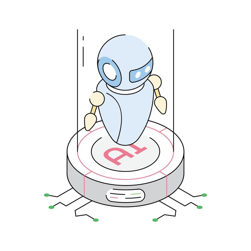 Grab this isometric outline icon of ai bot vector