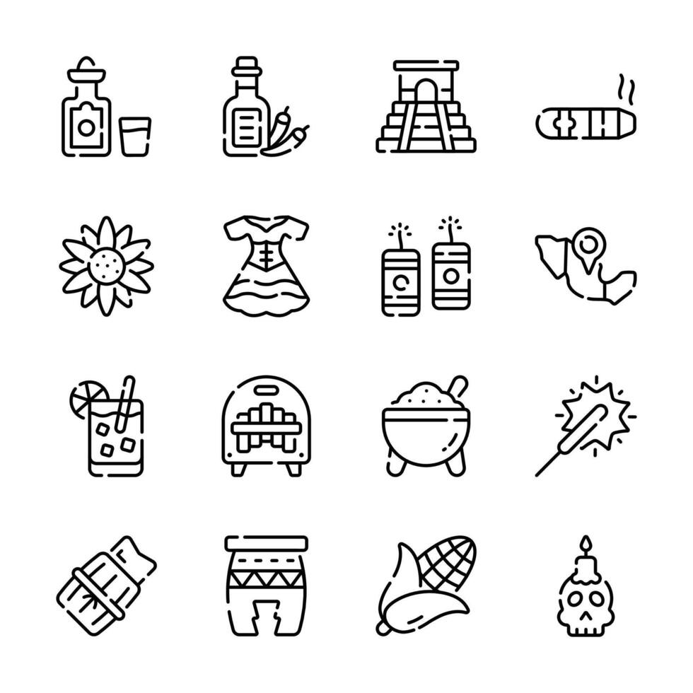 Premium Collection of Cinco de Mayo Outline Icons vector