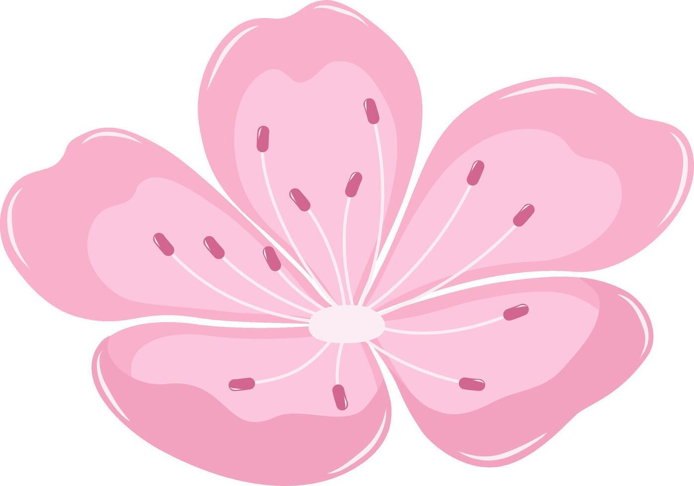 Blooming Cherry Blossom Flower . Flat and Simple Pink Sakura. vector