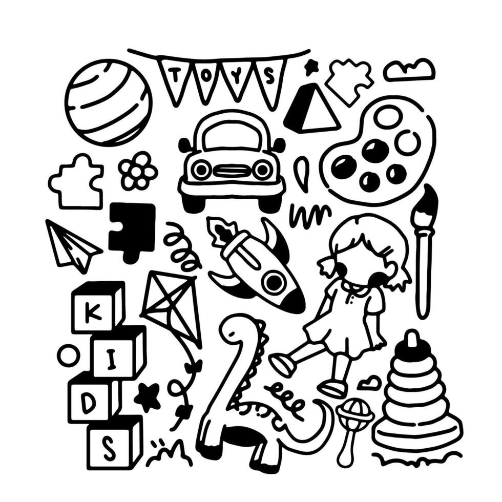 Kids Toys Doodle Set vector