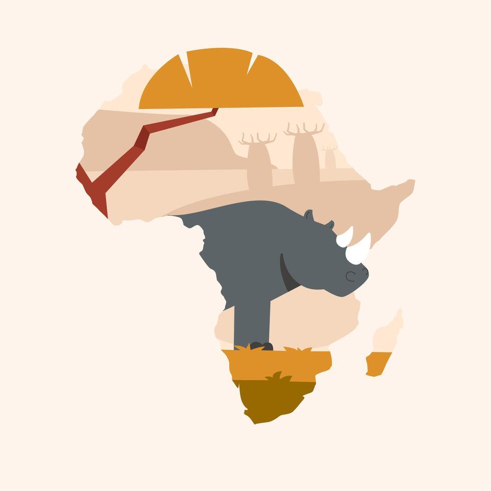 African Rhino Nature vector