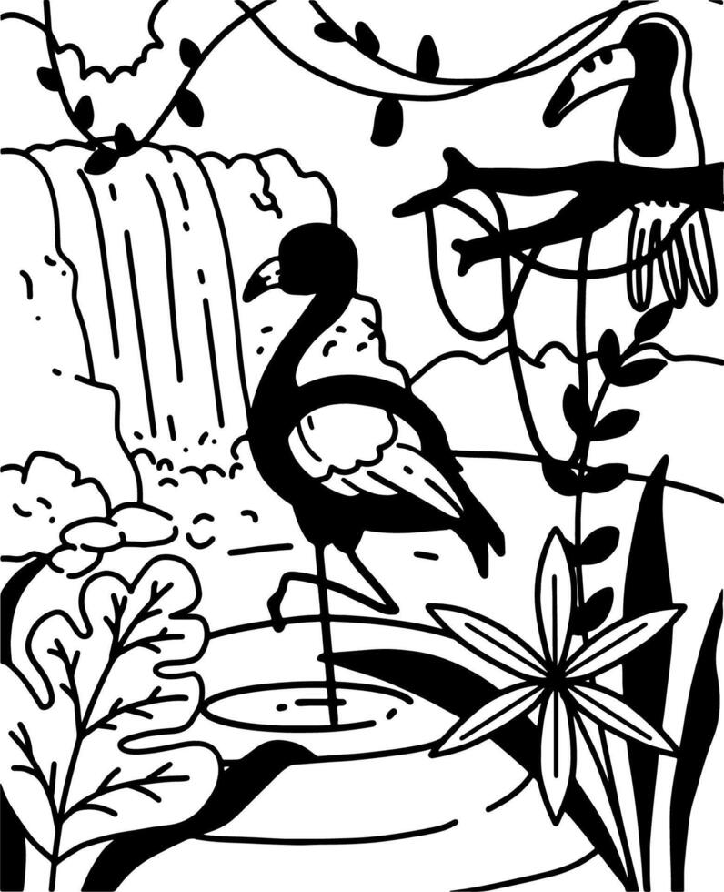 Flamingo Doodle Art vector