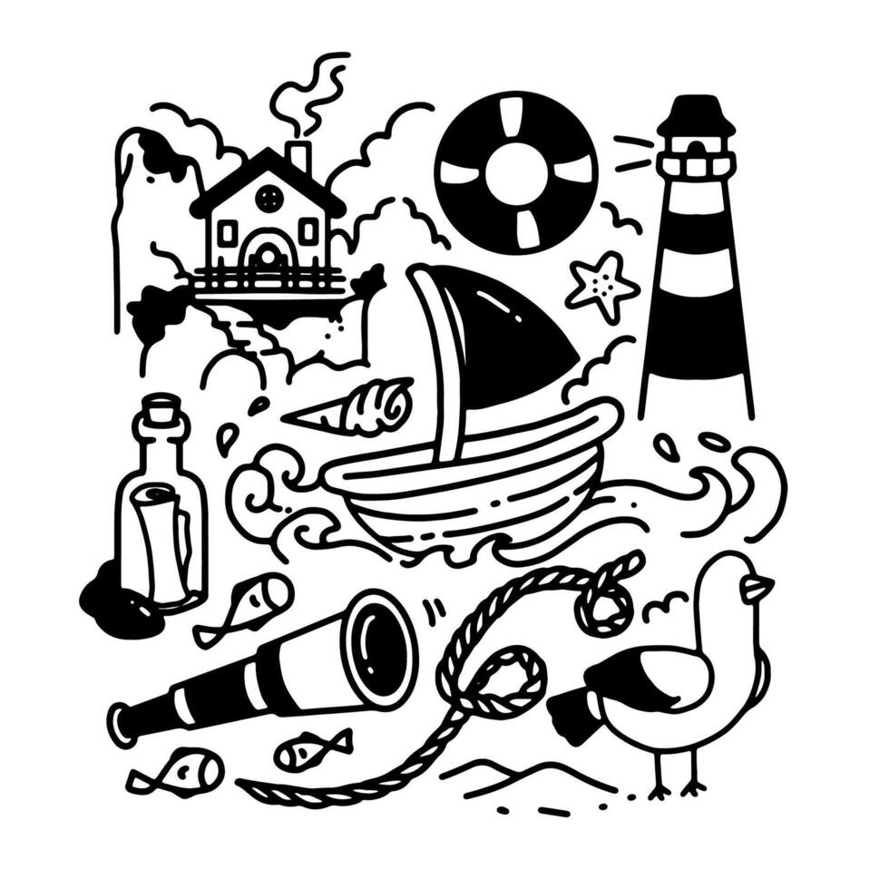 Sea Doodle Set vector