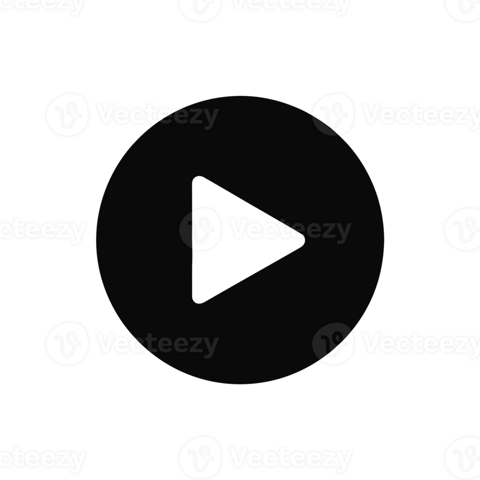 A bold black circle encloses a white, right-pointing triangle, symbolizing a play button cutouts png