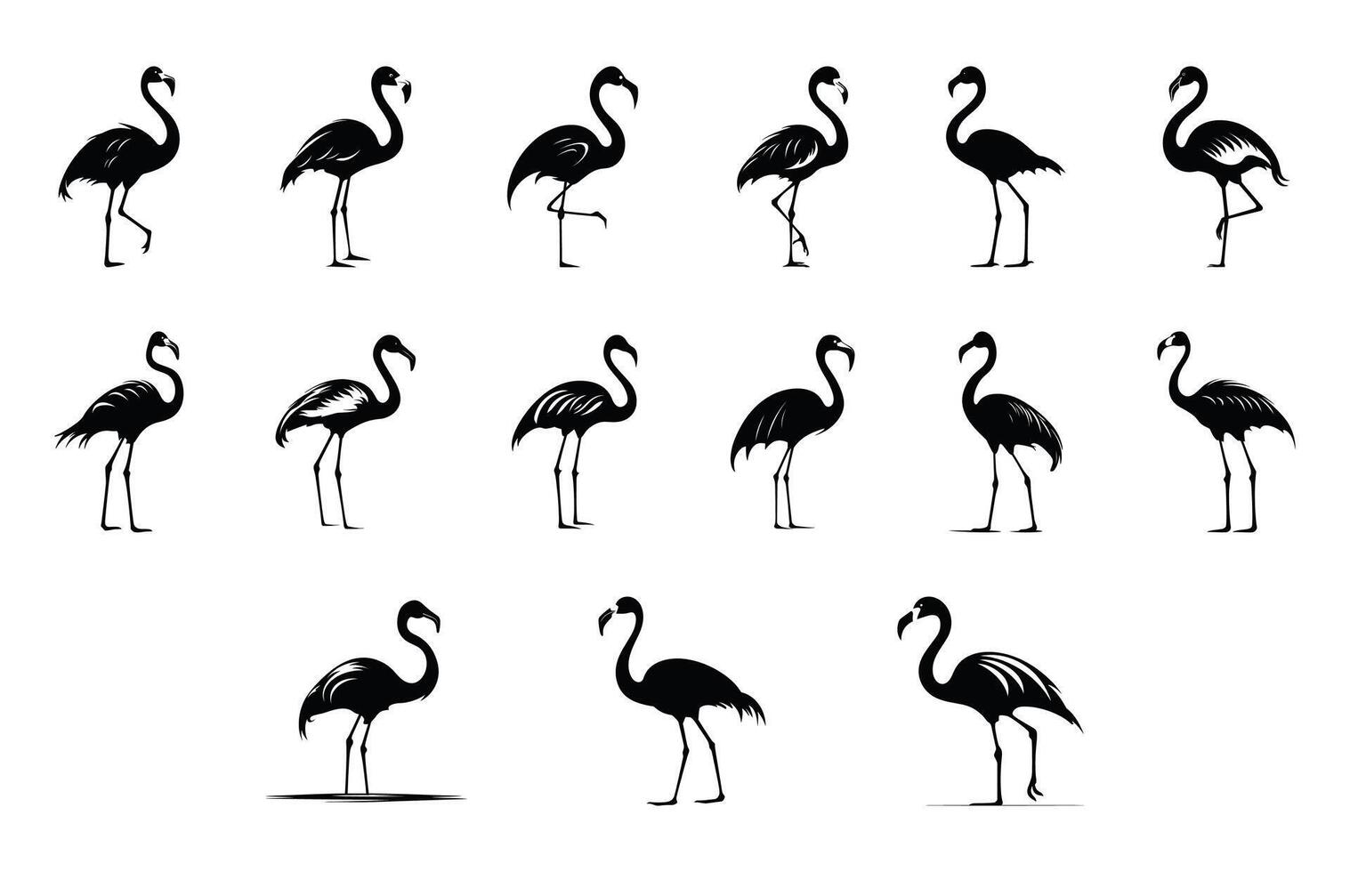 Flamingo Silhouette Clipart Bundle vector
