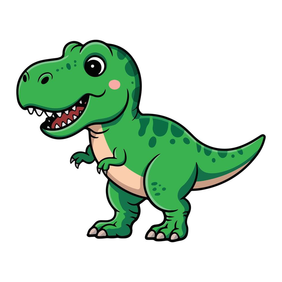 Green Tyranosaurus Rex roar pose cartoon Illustration vector