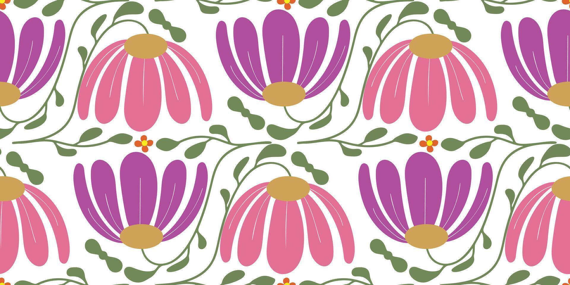 Abstract Pink and purple Florals seamless pattern fabric. vector