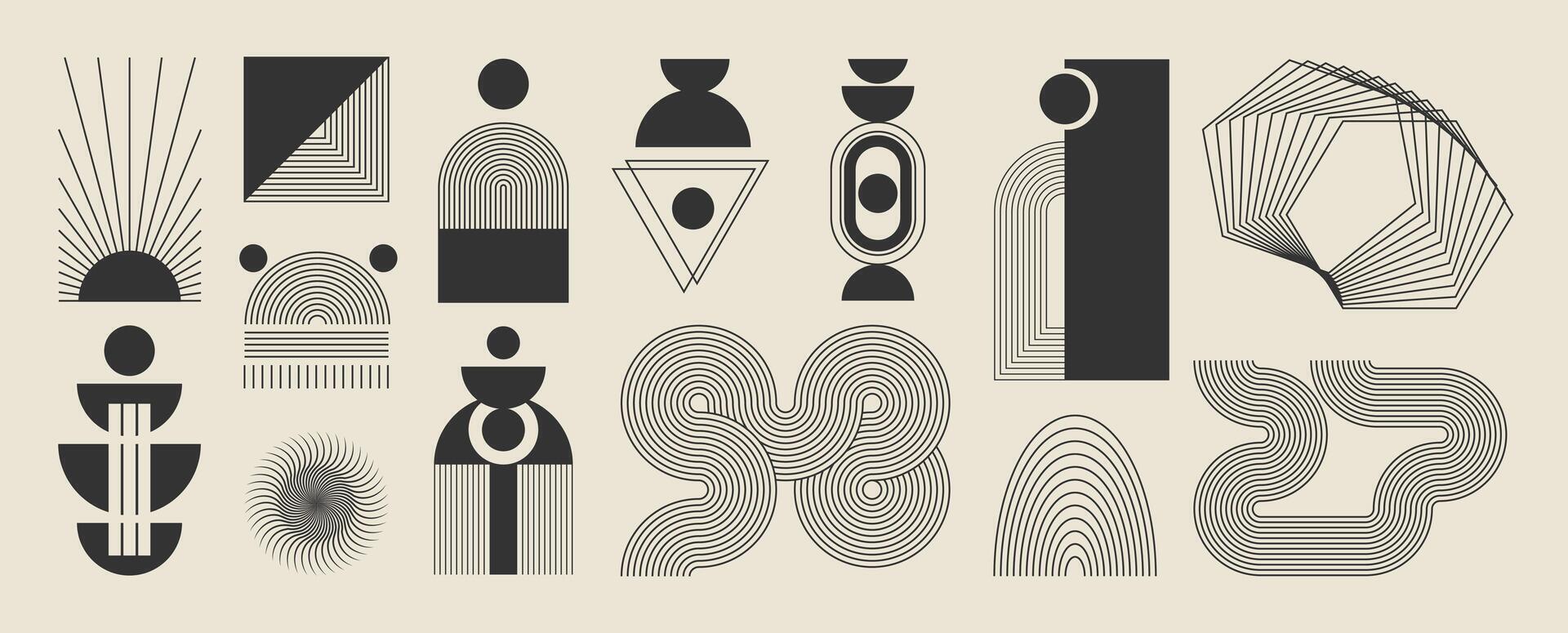 Hand drawn abstract minimal element set. vector