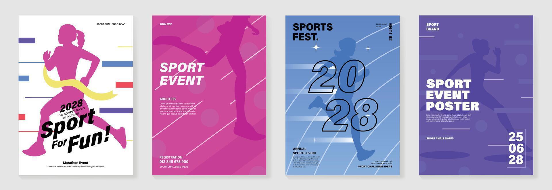 Running sport event cover with people running in the game. vector