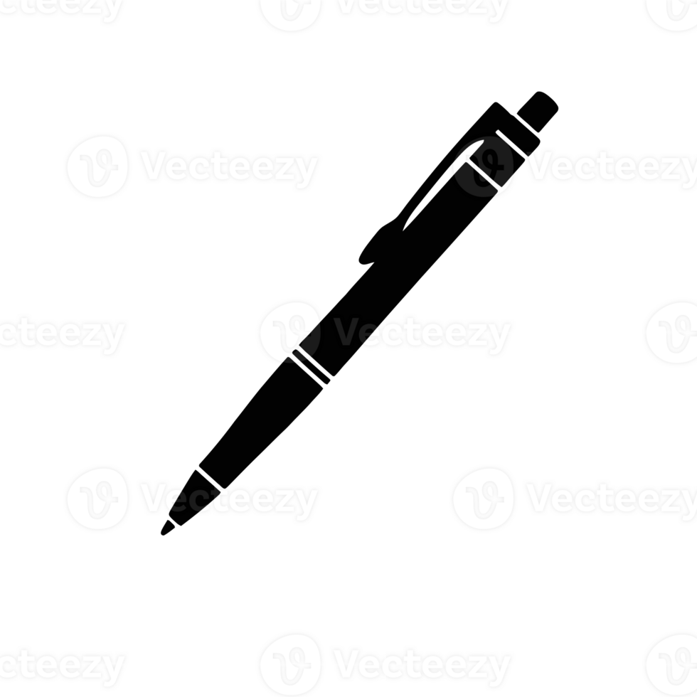 uma Preto silhueta do uma caneta é conjunto recortes' png