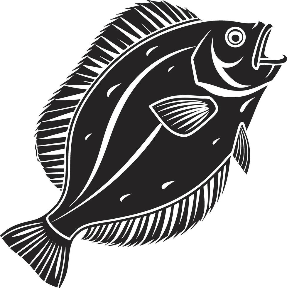Flatfish Flounder Silhouette in Bold Style vector
