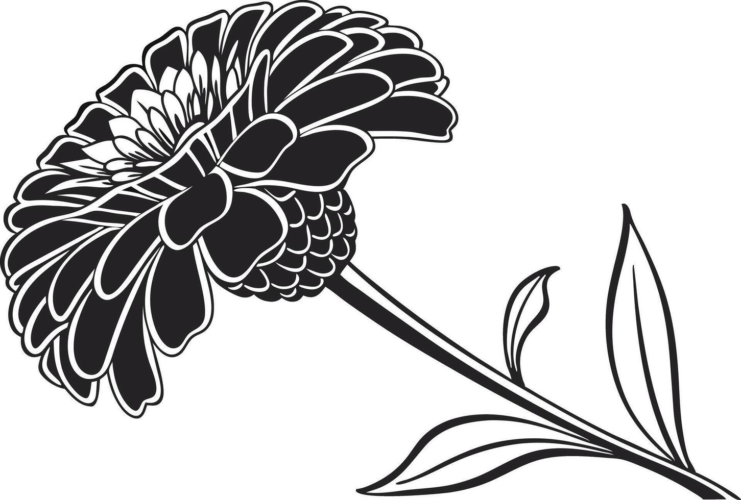 Zinnia Bloom Design Set for Cricut and Handmade Crafts vector