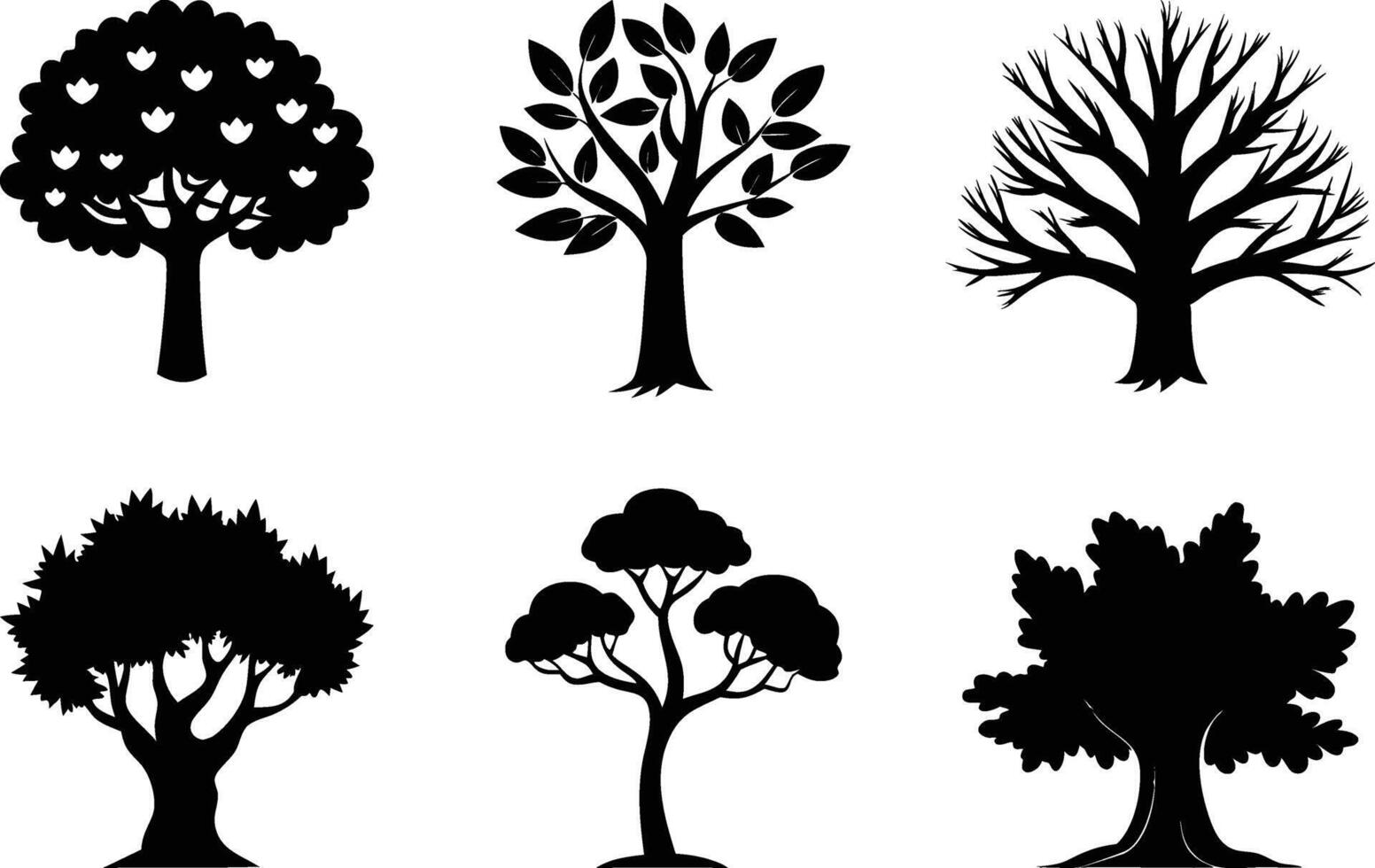 Tree Illustrations Silhouette Design Collection vector