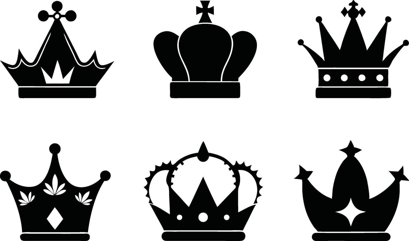 Royal Silhouettes of Crown Icon Set vector