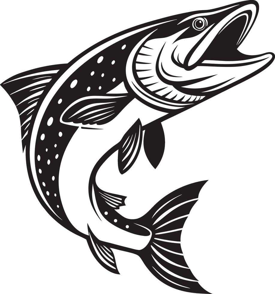 Pike Fish Silhouette Design Illustration vector