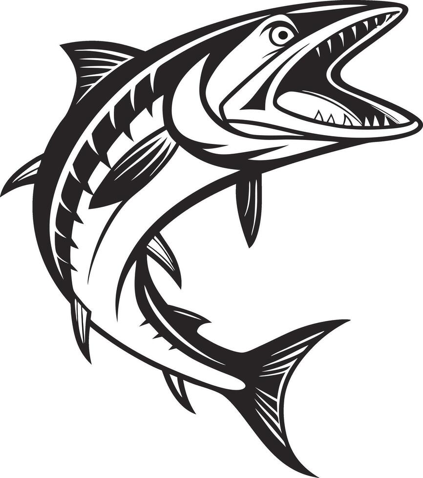 Barracuda Silhouette Art in Bold Black Design vector