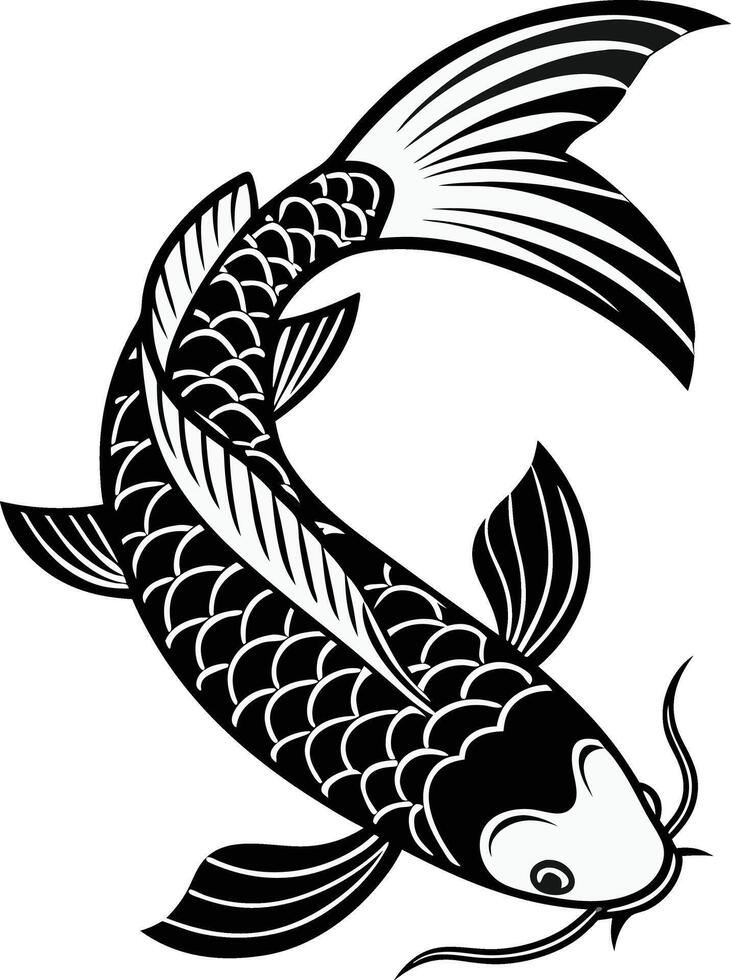 Black Koi Fish Silhouette Design Illustration vector