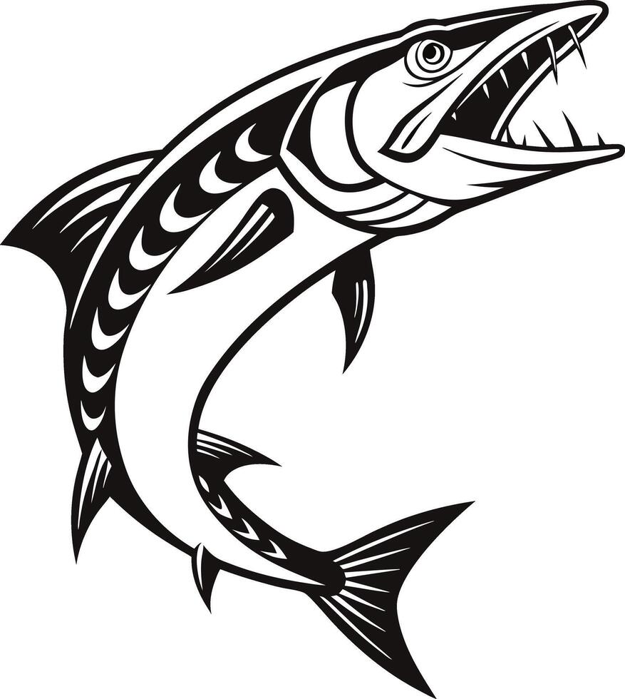 Barracuda Fish Silhouette Design in Black vector