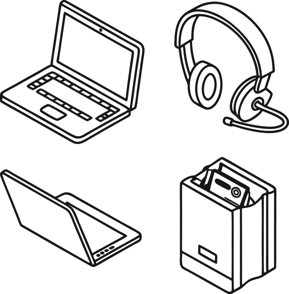 Silhouette Icons and Illustrations in Minimal Style vector
