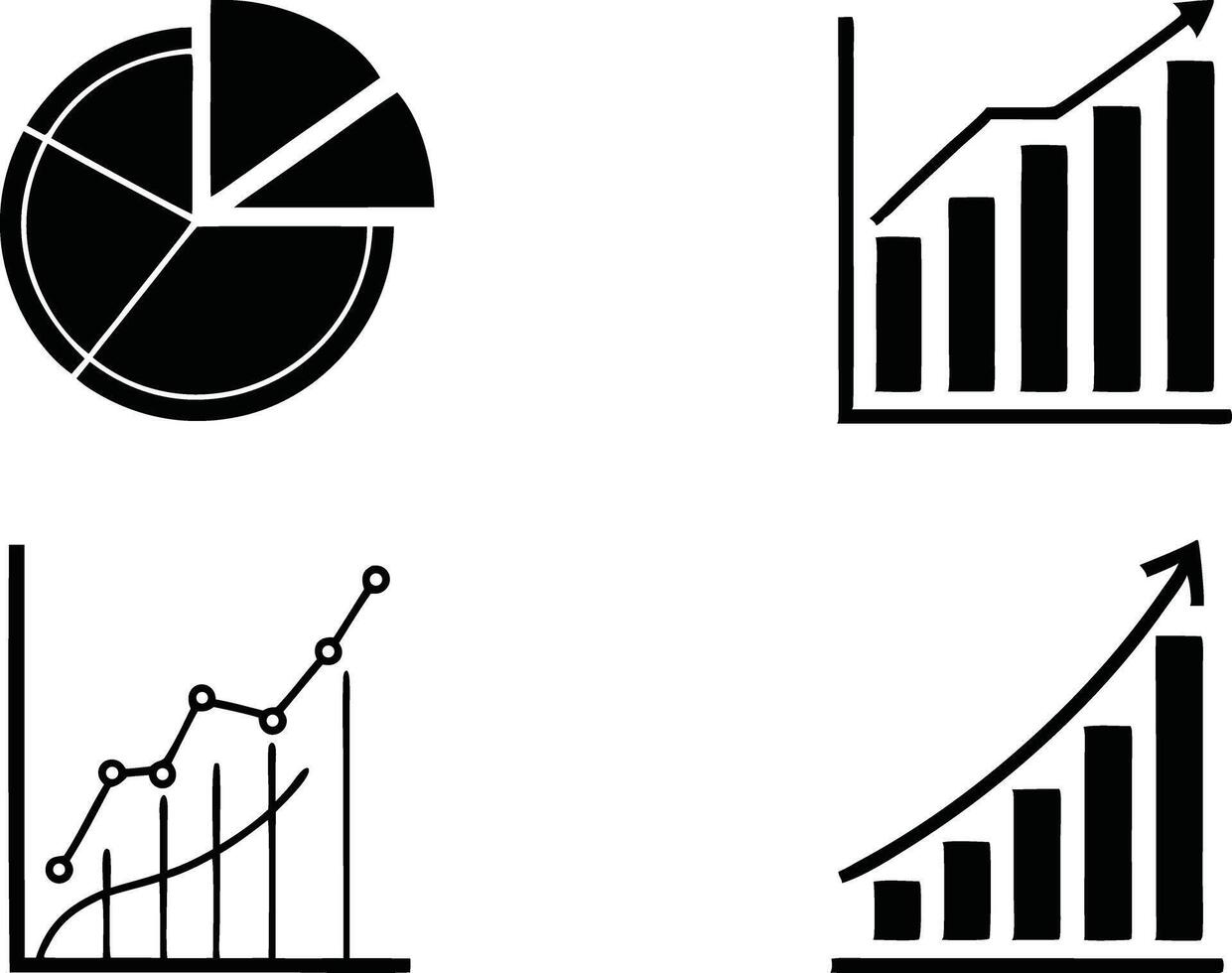 Data Visualization Silhouettes with Charts and Graphs vector
