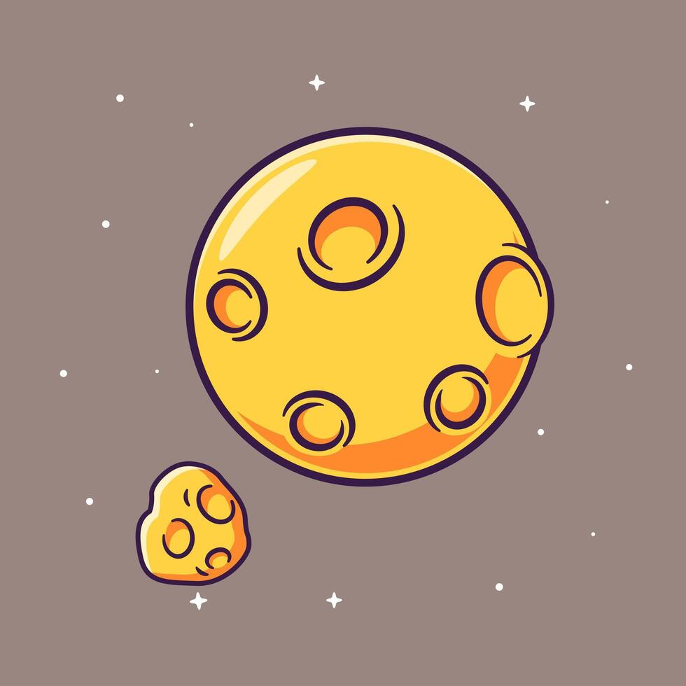 Super Moon And Meteor In Space Cartoon vector