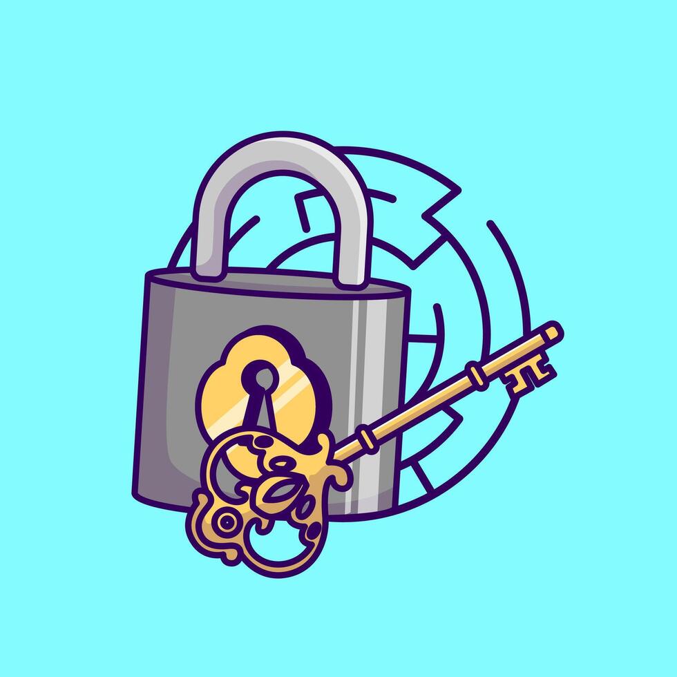 Padlock And Key Cartoon vector