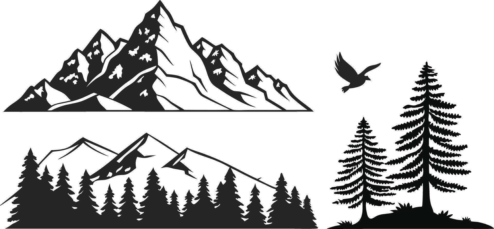 Scenic Mountain Silhouette Graphics vector