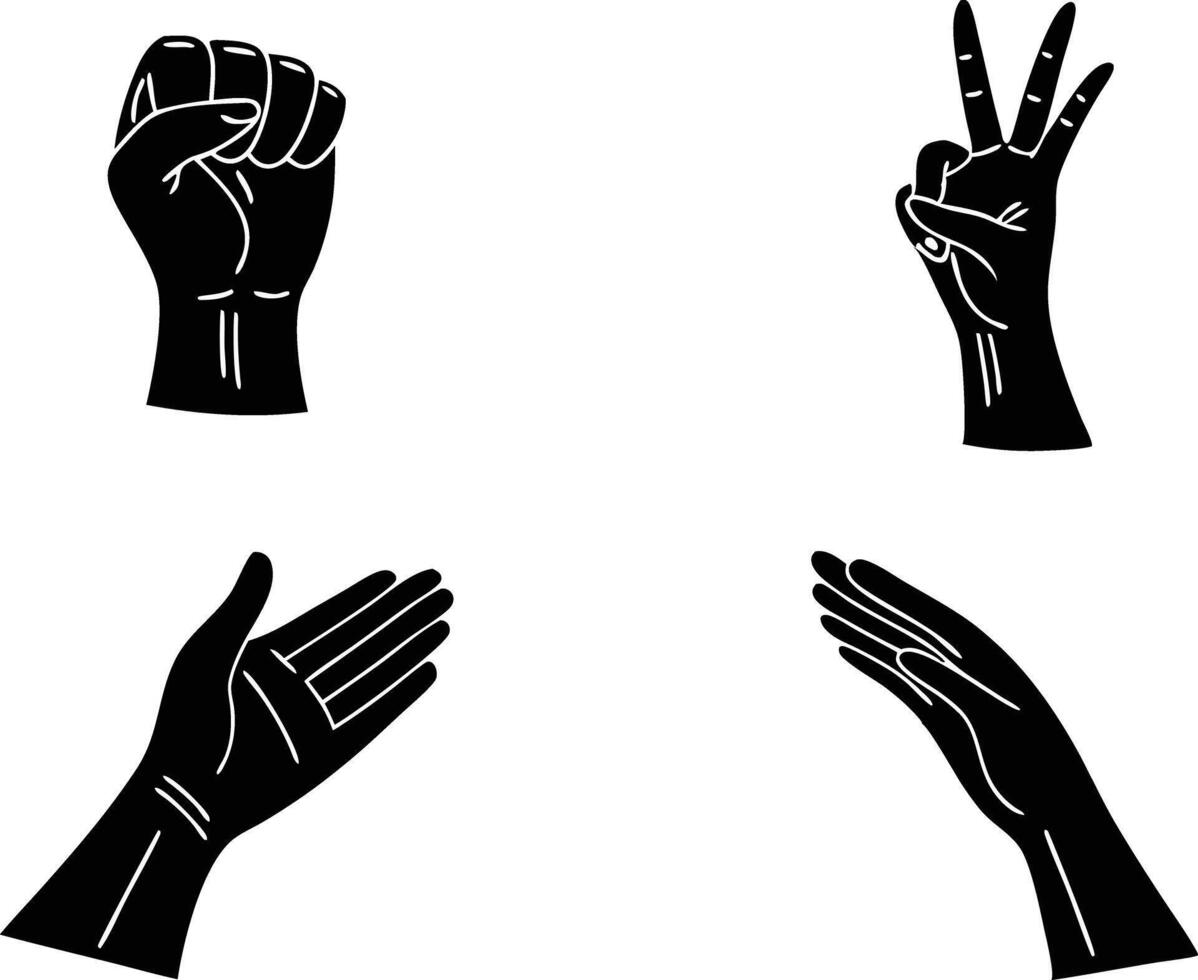 Hand Silhouette Illustration Pack vector