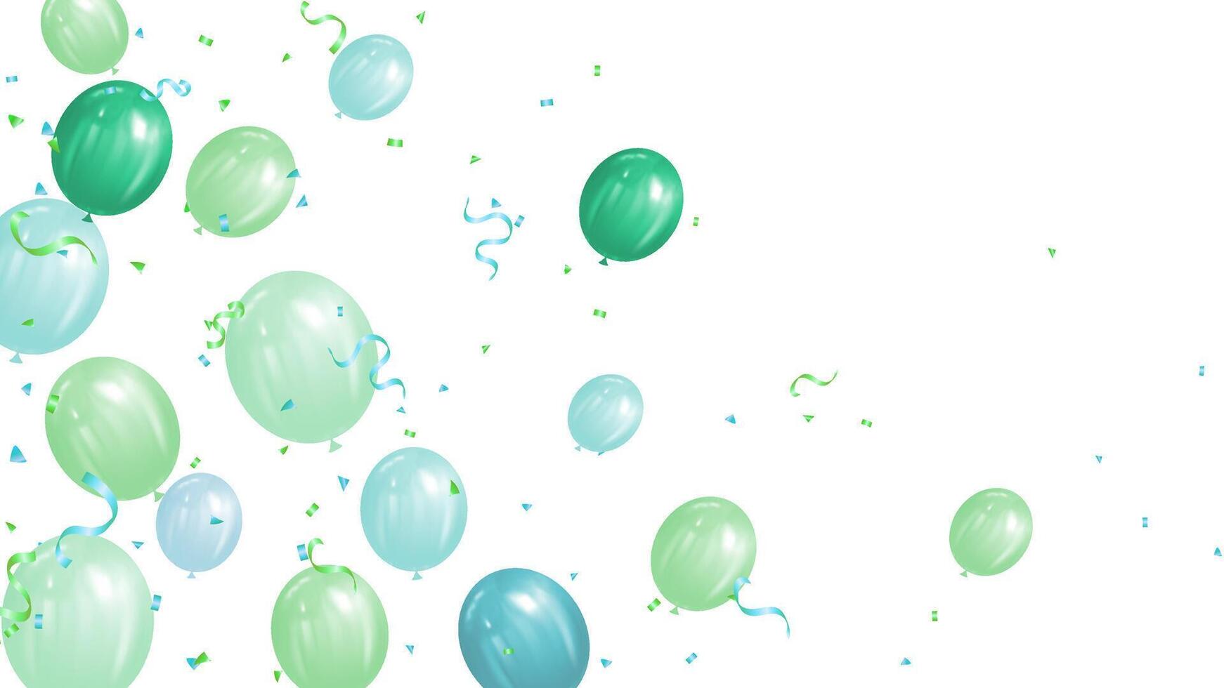 Pastel party balloons, ribbons and confetti explosions on transparent background for holiday party, carnival, anniversaries, celebration and birthday vector