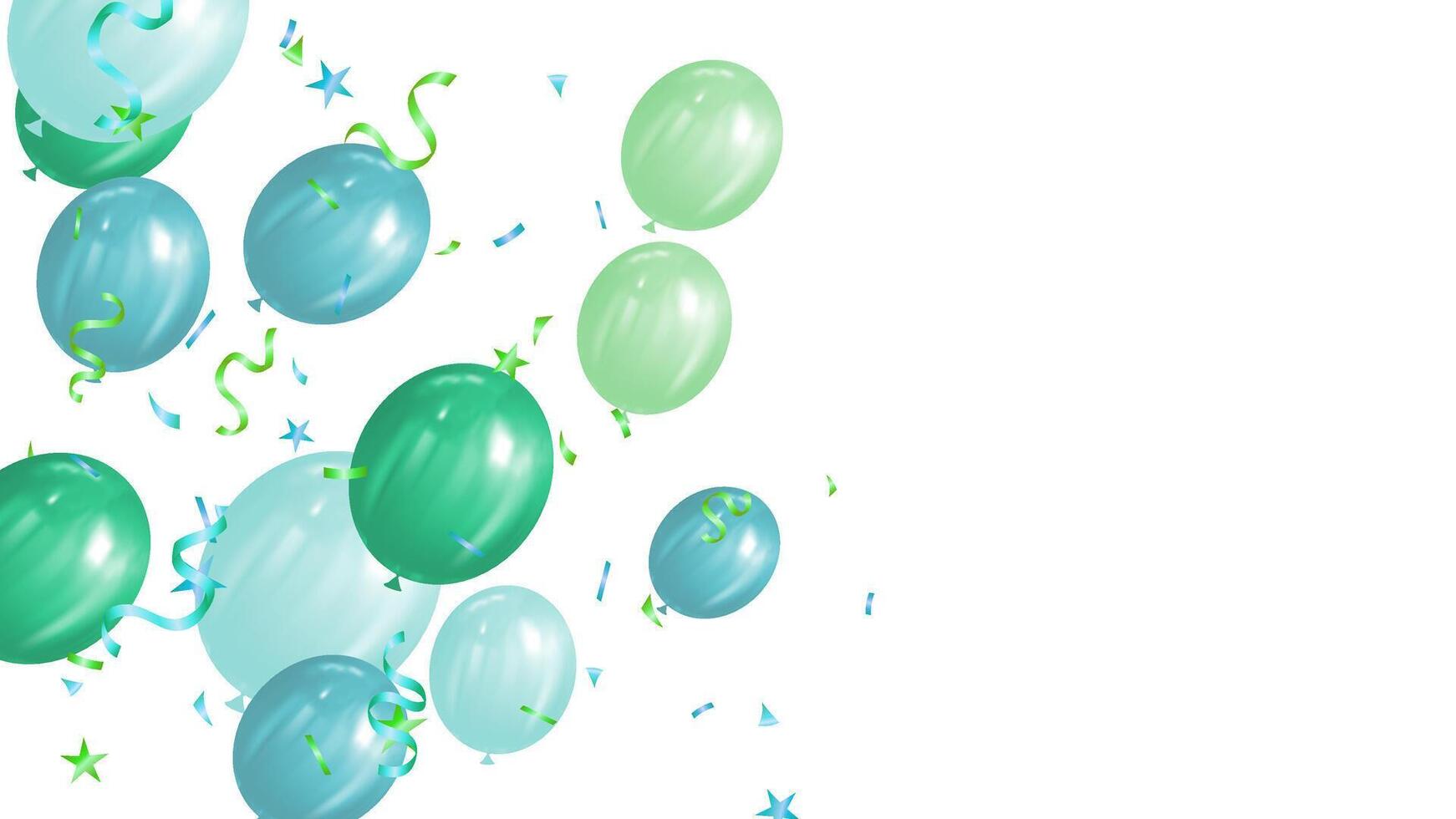 Birthday party or holiday frame green and blue balloons isolated on transparent background with copy space for text vector