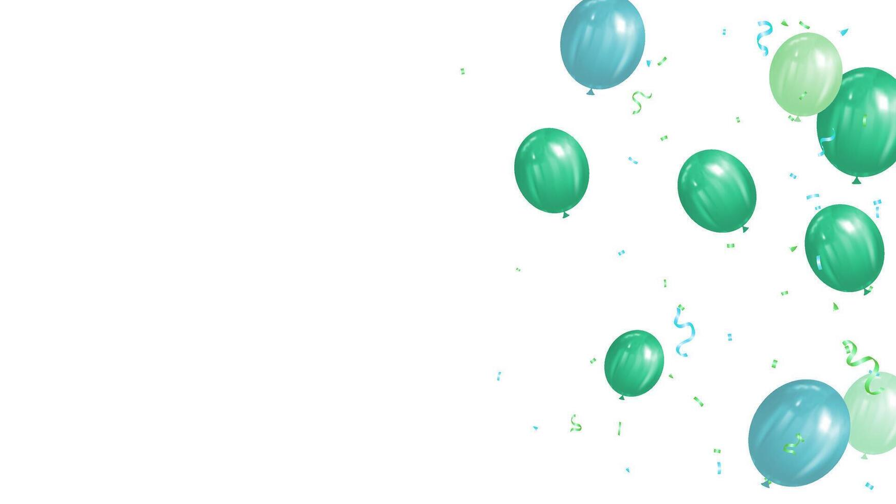 Balloons, ribbon and confetti background with space for text. illustration pastel color vector